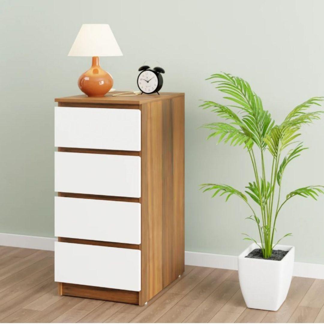 Quinn Engineered Wood Chest of Drawers in Walnut & White Colour