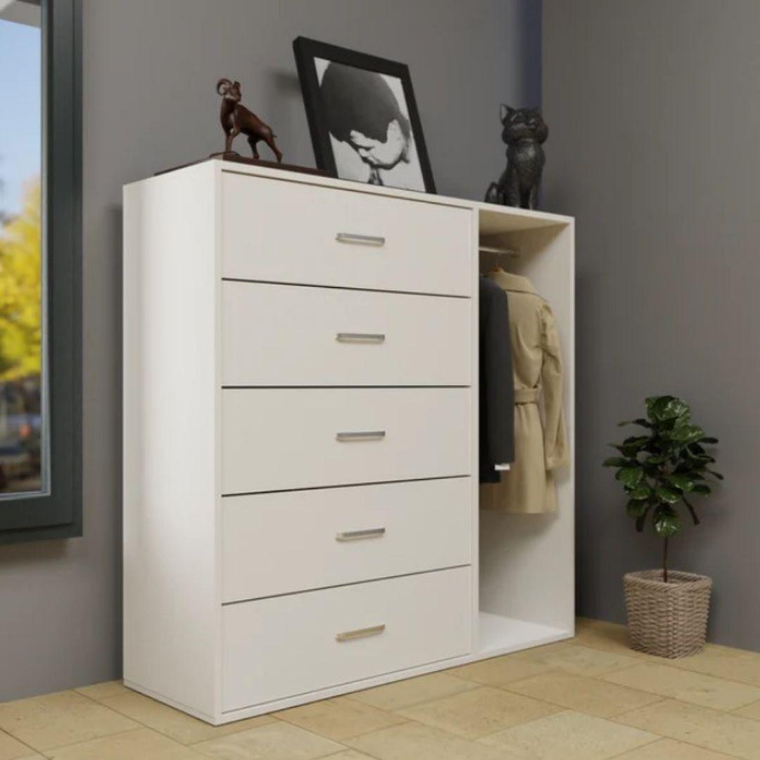 Freya Engineered Wood Chest of Drawers in White Colour