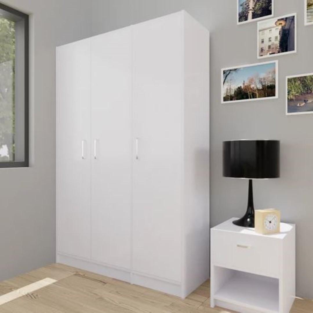 Fedelio 3 Door Engineered Wood Wardrobe in White Colour