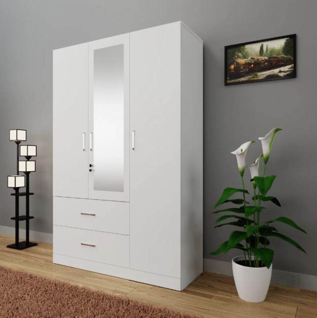 Stiffano 4 Door Engineered Wood Wardrobe in White Colour