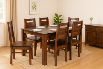 Amaze 6 Seater Solid Sheesham Wood Dining set (Bench) in Dark Walnut Finish
