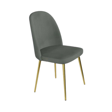 Diamond Chair With Upholstery Fabric In Dark Grey Finish ( Golden Leg )
