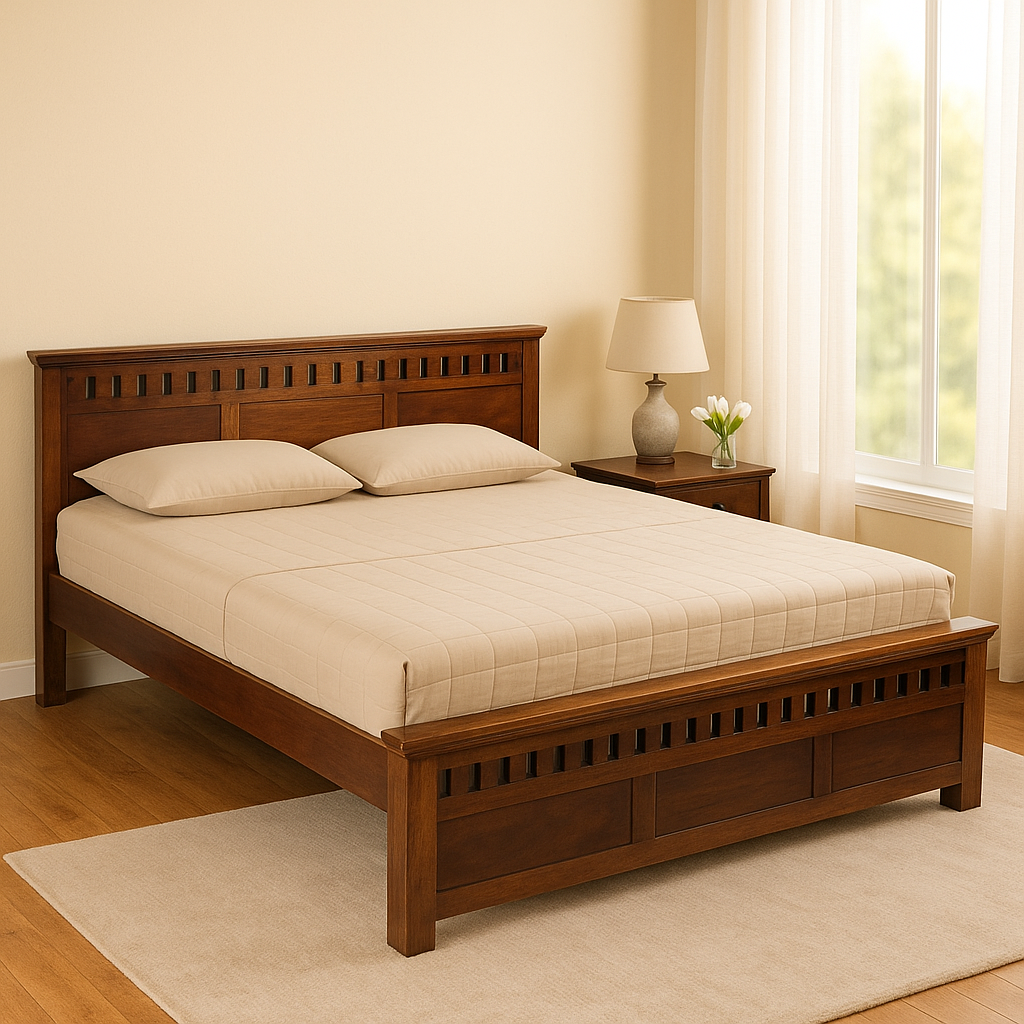 Aruba Solid Wood King Size Non Storage Bed in Dark Walnut Finish