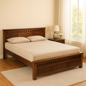 Aruba Solid Wood King Size Non Storage Bed in Dark Walnut Finish