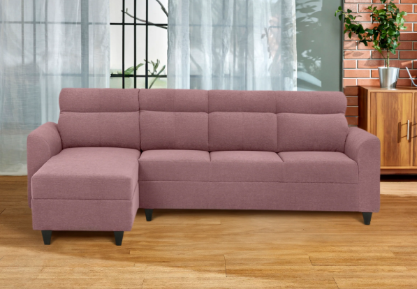 Halden L Seater Sectional Fabric Sofa in Purple Finish (3+1)