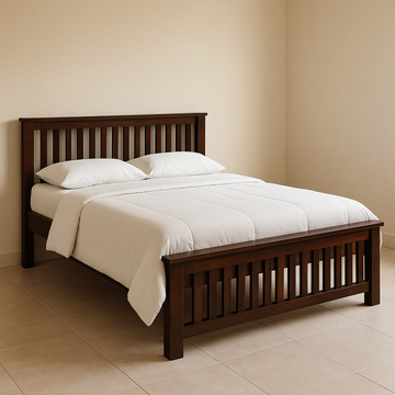 Marvel Solid Wood King Size Non Storage Bed in Dark Walnut Finish