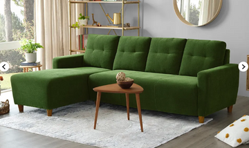 Heiba L Seater Sectional Fabric Sofa in Green Finish (3+1)