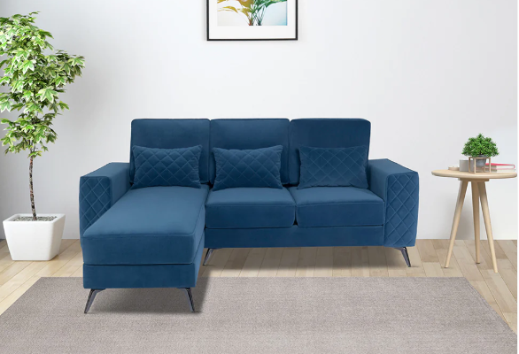 Kilim L Seater Sectional Fabric Sofa in Blue Finish (2+1)