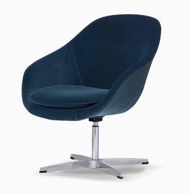 Meraki Fabric Lounge Chair in Dark Blue Finish