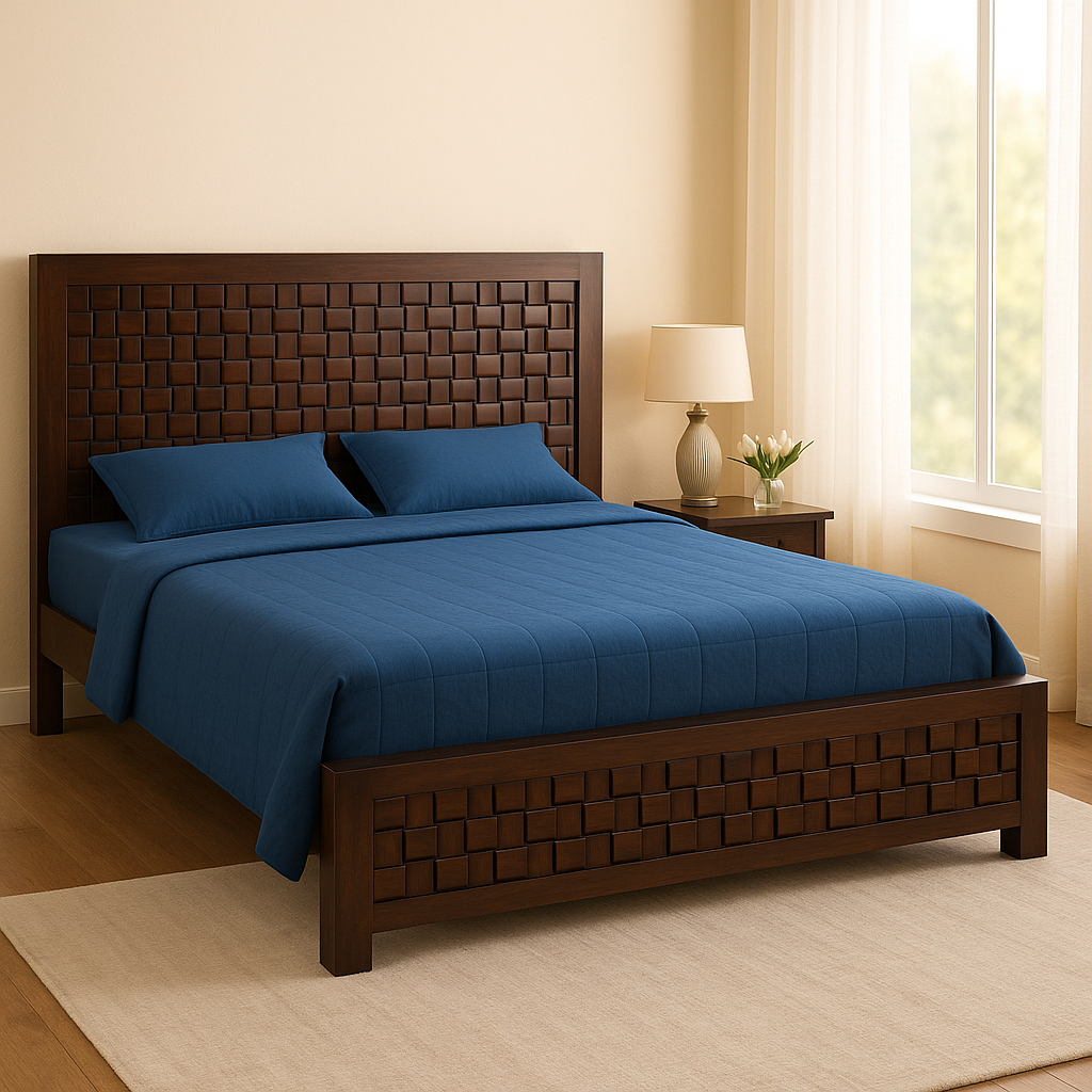 Paris Solid Wood King Size Hydraulic Bed in Dark Walnut Finish