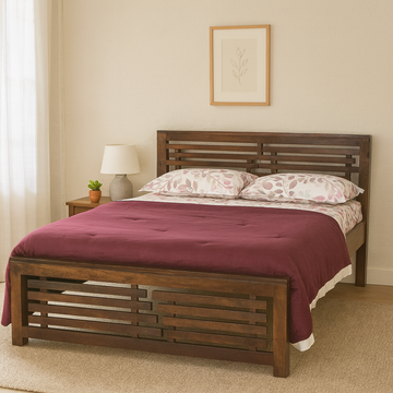 Aspen Solid Wood King Size Non Storage Bed in Dark Walnut Finish
